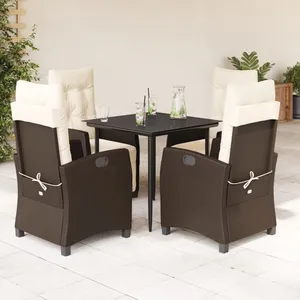 vidaXL Ensemble à manger de jardin 5 pcs et coussins marron poly rotin pas cher