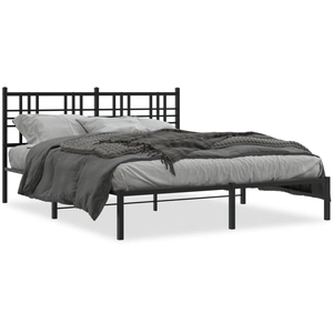 vidaXL Cadre de lit métal avec tête de lit noir 193x203 cm pas cher