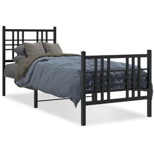 vidaXL Cadre de lit métal avec tête de lit/pied de lit noir 75x190 cm pas cher