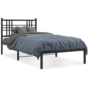 vidaXL Cadre de lit métal avec tête de lit noir 100x190 cm pas cher