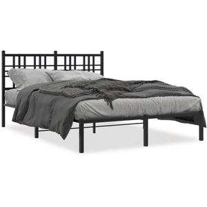 vidaXL Cadre de lit métal avec tête de lit noir 120x190 cm pas cher