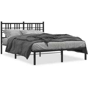 vidaXL Cadre de lit métal avec tête de lit noir 140x190 cm pas cher