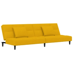 vidaXL Canapé-lit à 2 places avec deux oreillers Jaune Velours