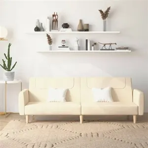 vidaXL Canapé-lit à 2 places crème tissu pas cher