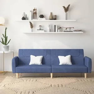 vidaXL Canapé-lit à 2 places bleu tissu pas cher
