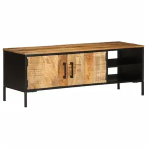 vidaXL Meuble TV 110x35x40 cm bois massif de manguier brut pas cher