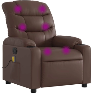 vidaXL Fauteuil de massage inclinable Marron Similicuir pas cher