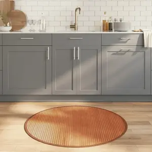 vidaXL Tapis rond marron 100 cm bambou pas cher