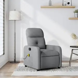 vidaXL Fauteuil de massage inclinable Gris clair Tissu pas cher