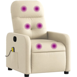 vidaXL Fauteuil de massage inclinable Crème Tissu pas cher