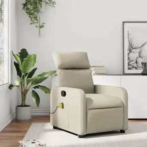 vidaXL Fauteuil inclinable de massage Crème Similicuir pas cher