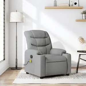 vidaXL Fauteuil de massage inclinable Gris clair Tissu pas cher