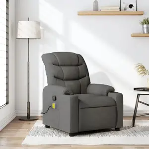 vidaXL Fauteuil de massage inclinable Gris foncé Tissu pas cher