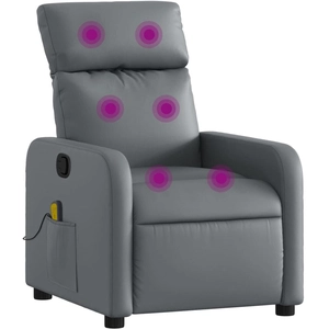 vidaXL Fauteuil de massage inclinable Gris Similicuir pas cher