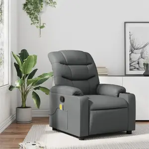 vidaXL Fauteuil de massage inclinable Gris Similicuir pas cher
