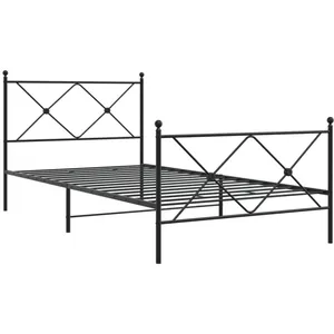 vidaXL Cadre de lit métal avec tête de lit/pied de lit noir 100x190 cm pas cher