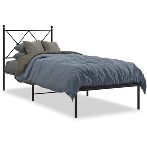 vidaXL Cadre de lit métal avec tête de lit noir 120x190 cm pas cher