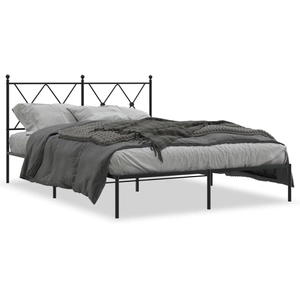 vidaXL Cadre de lit métal avec tête de lit noir 140x190 cm pas cher
