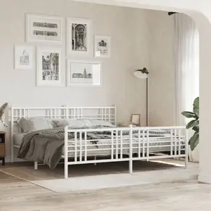 vidaXL Cadre de lit métal avec tête de lit/pied de lit blanc 183x213cm pas cher