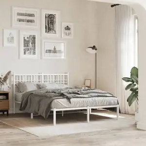 vidaXL Cadre de lit métal avec tête de lit blanc 140x200 cm pas cher