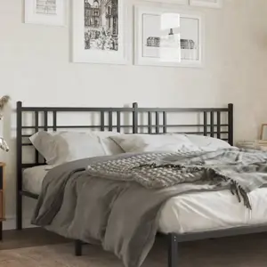vidaXL Tête de lit métal noir 200 cm pas cher