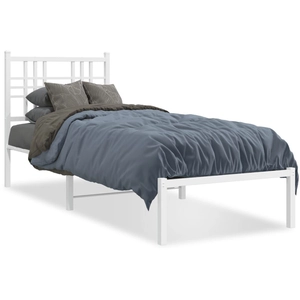 vidaXL Cadre de lit métal sans matelas avec tête de lit blanc 75x190cm pas cher