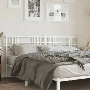 vidaXL Tête de lit métal blanc 200 cm pas cher