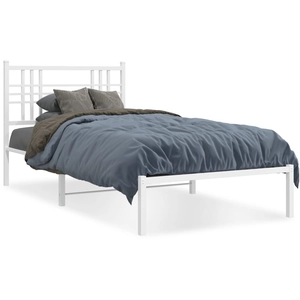 vidaXL Cadre de lit métal avec tête de lit blanc 183x213 cm pas cher