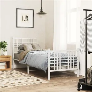 vidaXL Cadre de lit métal avec tête de lit/pied de lit blanc 80x200 cm pas cher