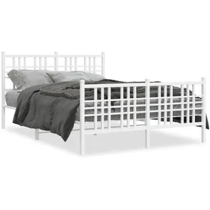 vidaXL Cadre de lit métal avec tête de lit/pied de lit blanc 120x190cm pas cher