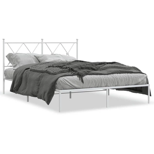 vidaXL Cadre de lit métal avec tête de lit blanc 135x190 cm pas cher