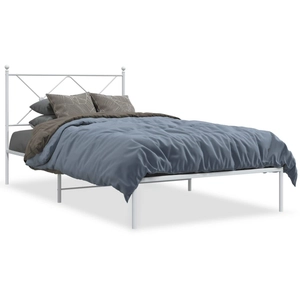 vidaXL Cadre de lit métal avec tête de lit blanc 100x200 cm pas cher