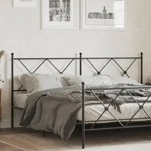 vidaXL Tête de lit métal noir 180 cm pas cher