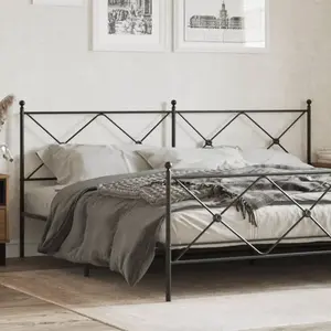 vidaXL Tête de lit métal noir 193 cm pas cher