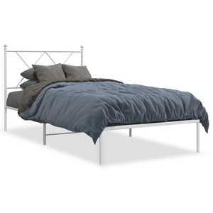 vidaXL Cadre de lit métal avec tête de lit blanc 90x190 cm pas cher