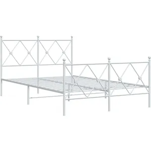 vidaXL Cadre de lit métal avec tête de lit/pied de lit blanc 120x190cm pas cher