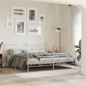 Comparateur de prix : vidaXL Cadre de lit métal avec tête de lit/pied de lit blanc 183x213cm