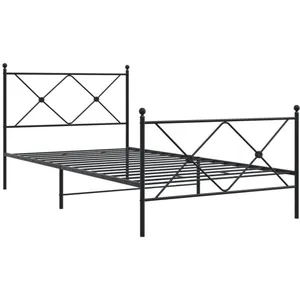 vidaXL Cadre de lit métal sans matelas avec pied de lit noir 107x203cm pas cher