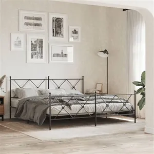 vidaXL Cadre de lit métal avec tête de lit/pied de lit noir 183x213 cm pas cher