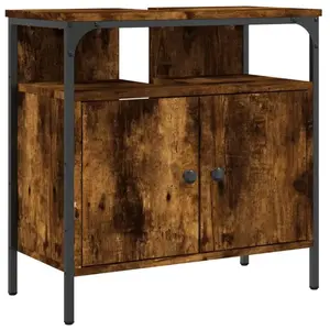 vidaXL Armoire lavabo de salle de bain chêne fumé 60x30x60 cm pas cher