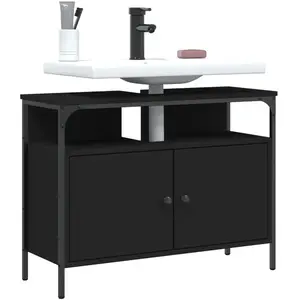 vidaXL Armoire lavabo de salle de bain noir 80x30x60 cm pas cher