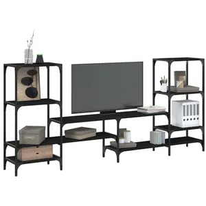 vidaXL Meuble TV noir 206,5x28,5x95 cm Bois d'ingénierie pas cher