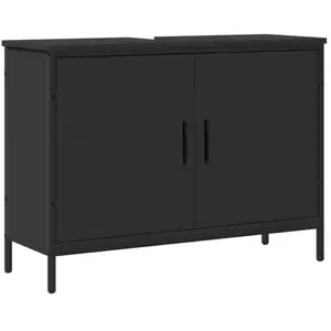 vidaXL Armoire lavabo de salle de bain noir 80x30x60 cm pas cher