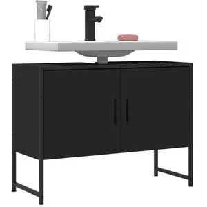 Comparateur de prix : vidaXL Armoire lavabo de salle de bain noir 80x33x60cm bois ingénierie