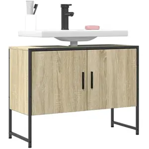 Comparateur de prix : vidaXL Armoire lavabo de salle de bain chêne sonoma bois d'ingénierie