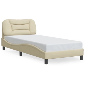 vidaXL Cadre de lit avec tête de lit Crème 90x200 cm Tissu pas cher