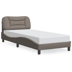 vidaXL Cadre de lit avec tête de lit Taupe 90x200 cm Tissu pas cher