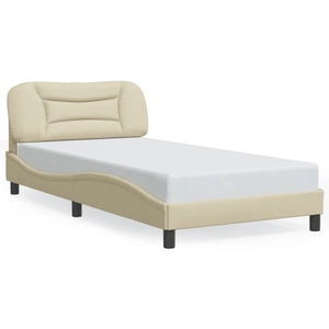 vidaXL Cadre de lit avec tête de lit Crème 100x200 cm Tissu pas cher