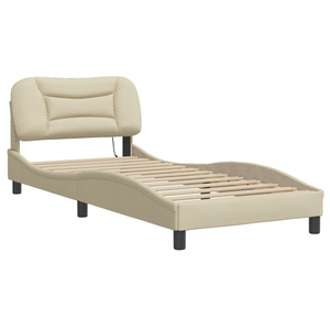 vidaXL Vidaxl Cadre De Lit Avec Tête De Lit Crème 90x190 Cm Tissu pas cher