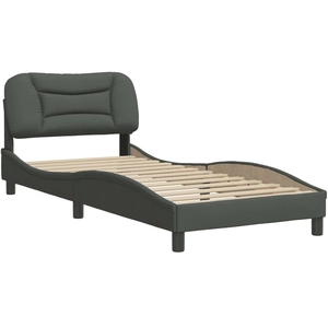 vidaXL Cadre de lit avec tête de lit Gris foncé 90x190 cm Tissu pas cher